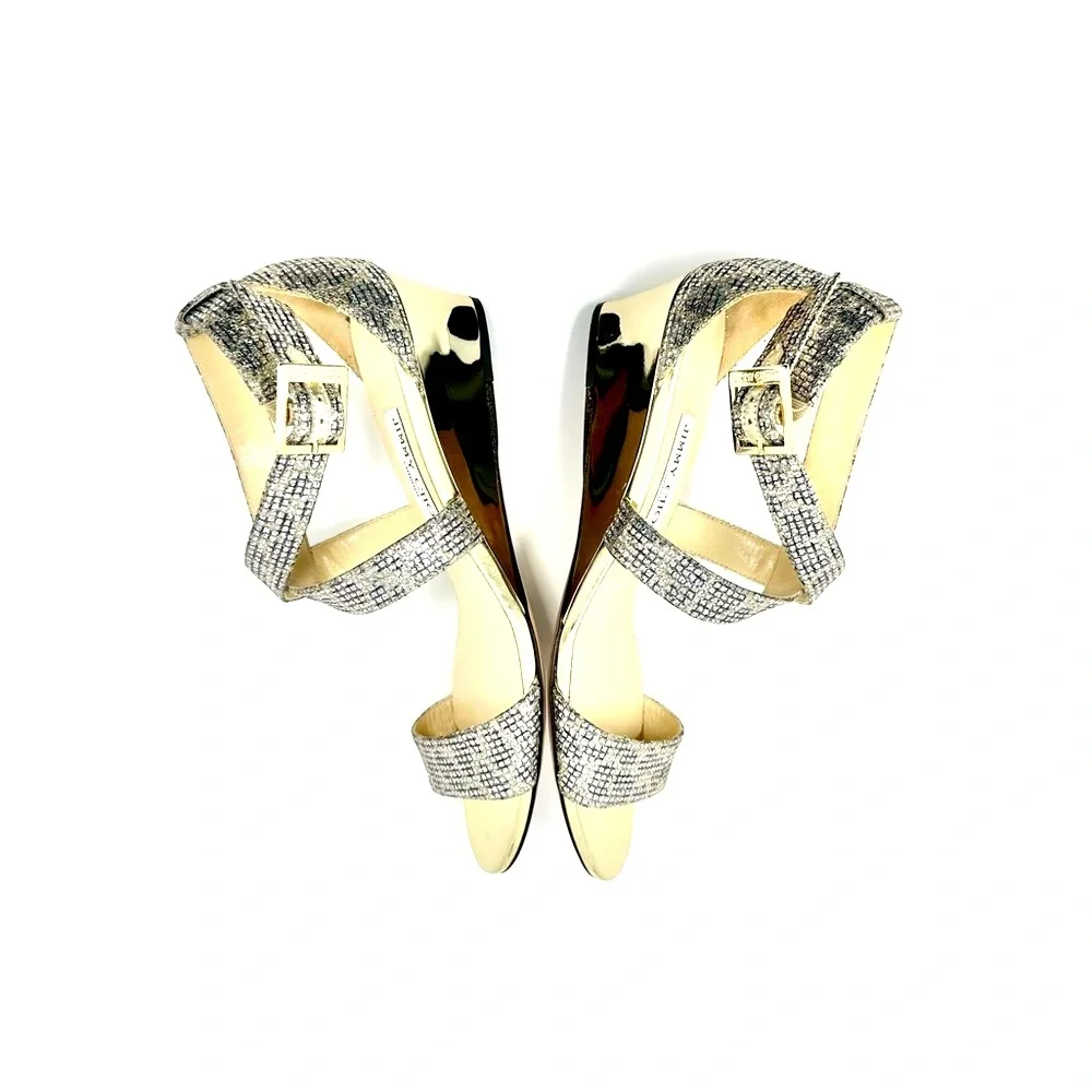 Jimmy Choo Elegant Silver Strappy Women's Open Toe Heels - Sandals Size 38